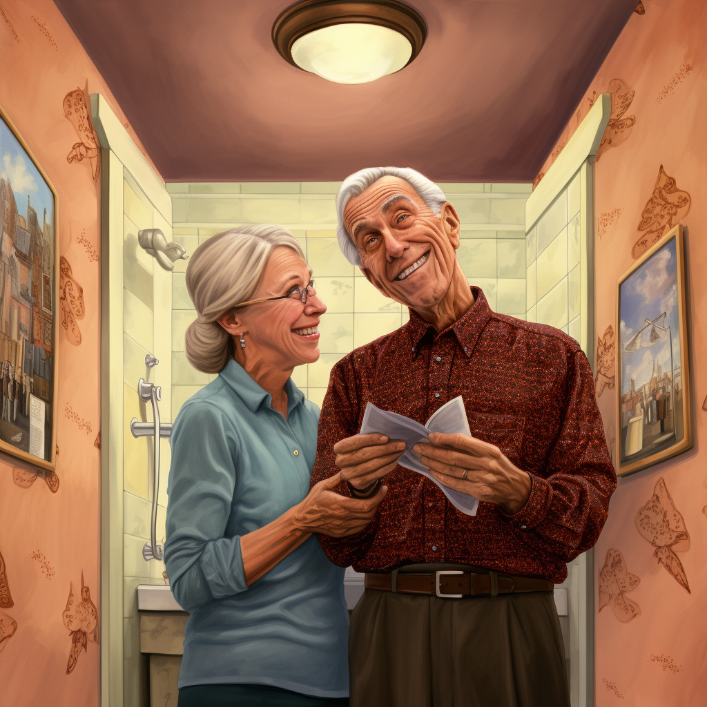 senior couple looking at their aging in place checklist 