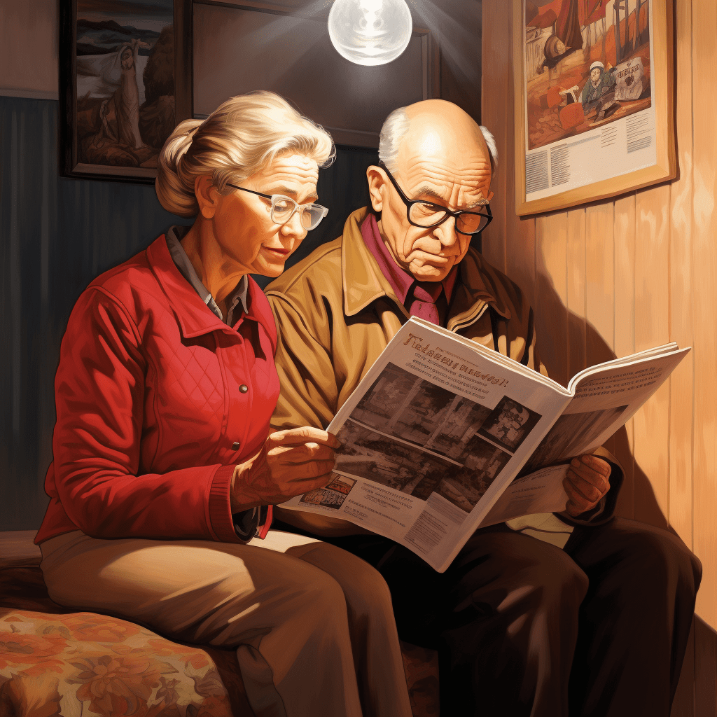 elderly couple reading about home safety