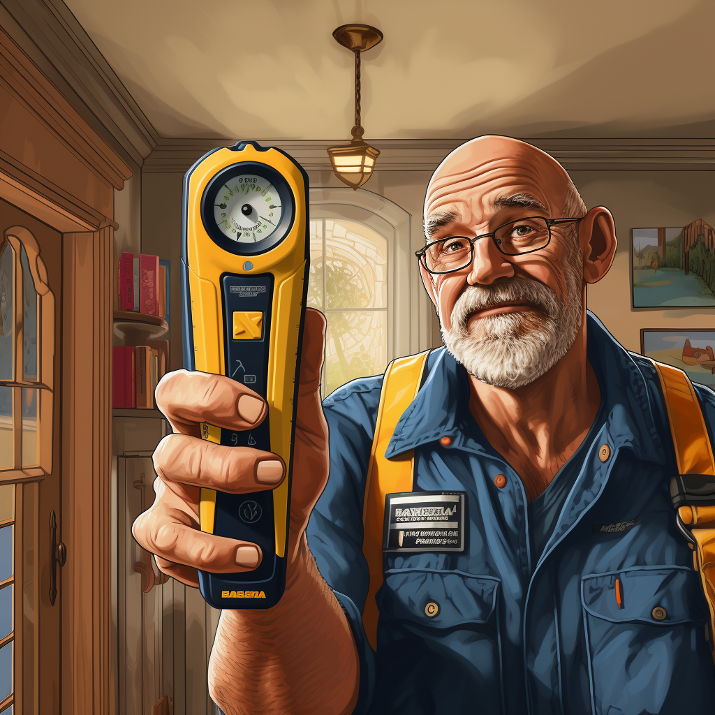 handyman using a stud finder to find metal studs