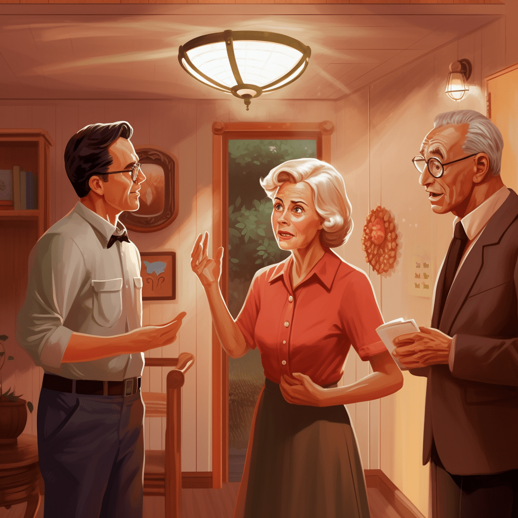 son is talking to both of his elderly parents about their home safety