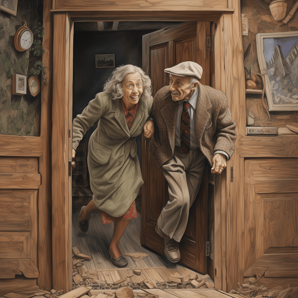 elderly couple in entryway needs grab bars