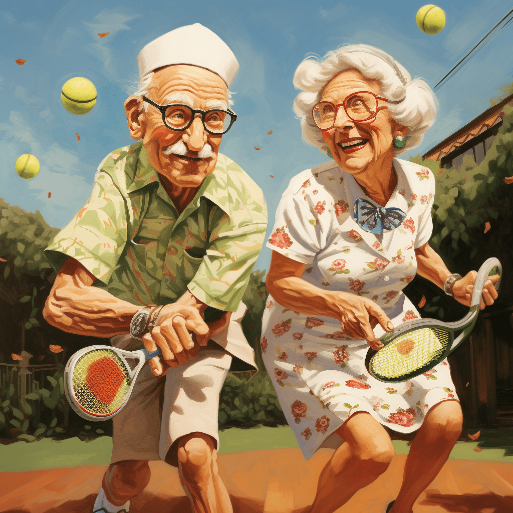 elderly couple playing pickle ball should install grab bars in their bathroom to help them stay safe an independent