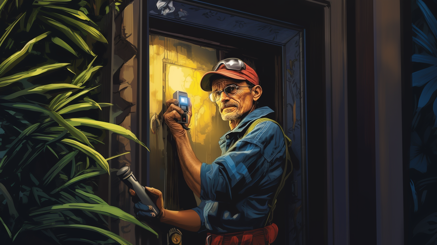 Man using a stud finder 