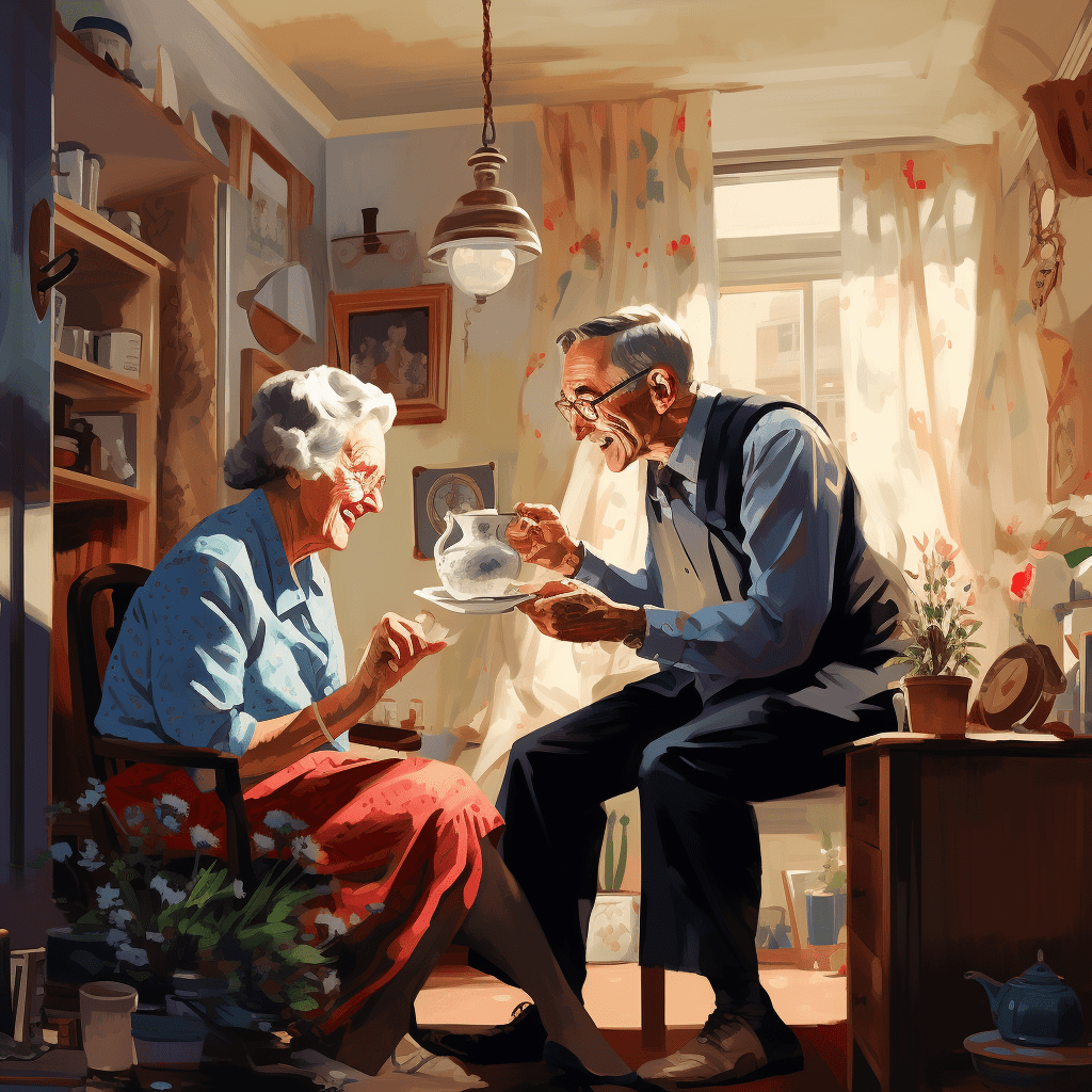 man helping his wife with alzheimers at the dinner table