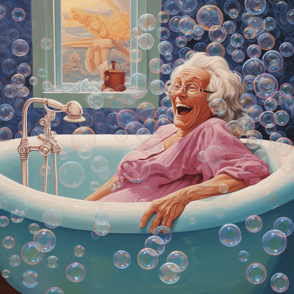 Elderly woman in bathtub can use some bath safety tips